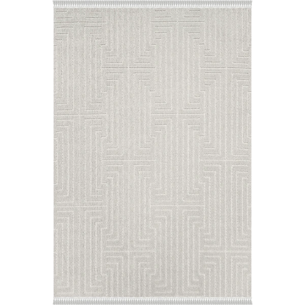 Mudo Koleksiyonu Dekoratif Modern Saçaklı Halı 8755 Gri