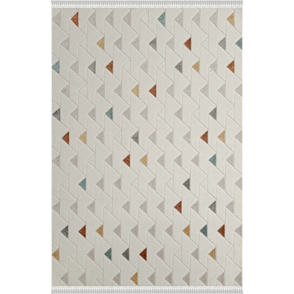 Mudo Koleksiyonu Dekoratif Modern Saçaklı Halı 8757 Multi