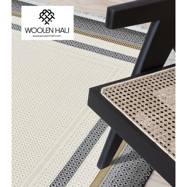 Pera Koleksiyonu %100 Akrilik Dokuma Lüks Saçaklı Halı 4501 Gri