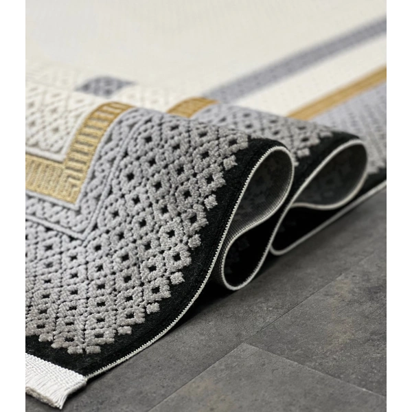 Pera Koleksiyonu %100 Akrilik Dokuma Lüks Saçaklı Halı 4501 Gri