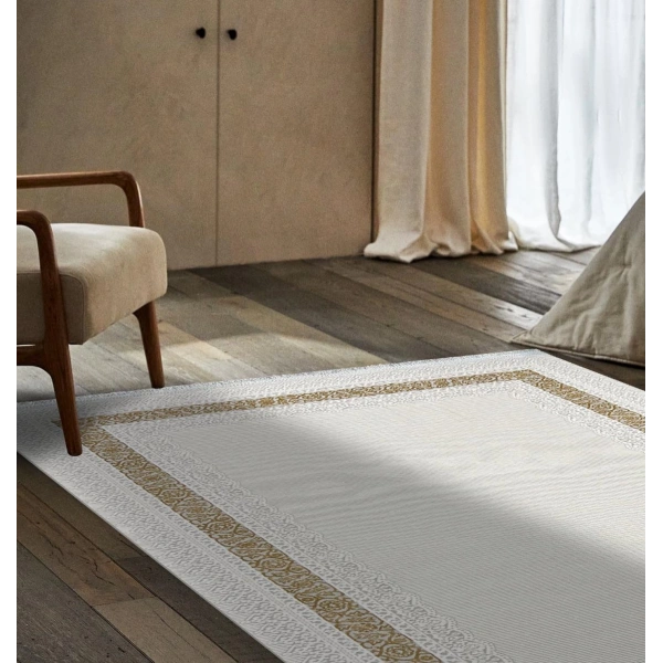 Pera Koleksiyonu %100 Akrilik Dokuma Lüks Saçaklı Halı 4502 Gold