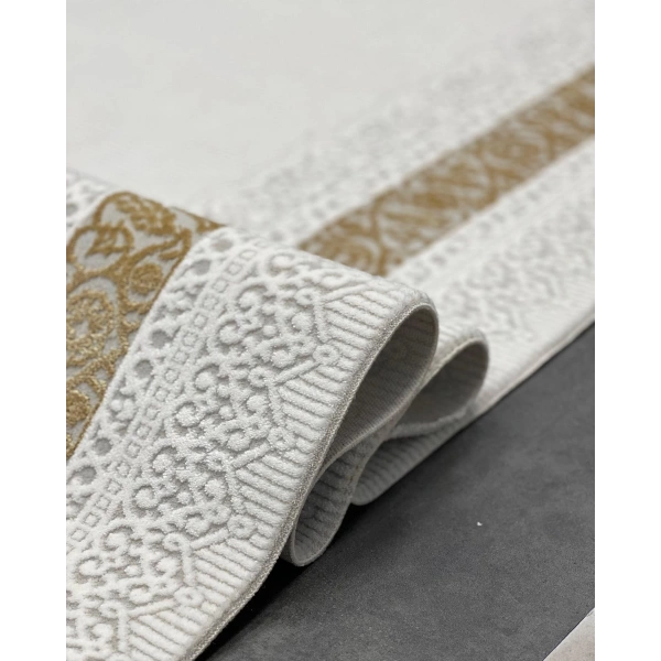 Pera Koleksiyonu %100 Akrilik Dokuma Lüks Saçaklı Halı 4502 Gold