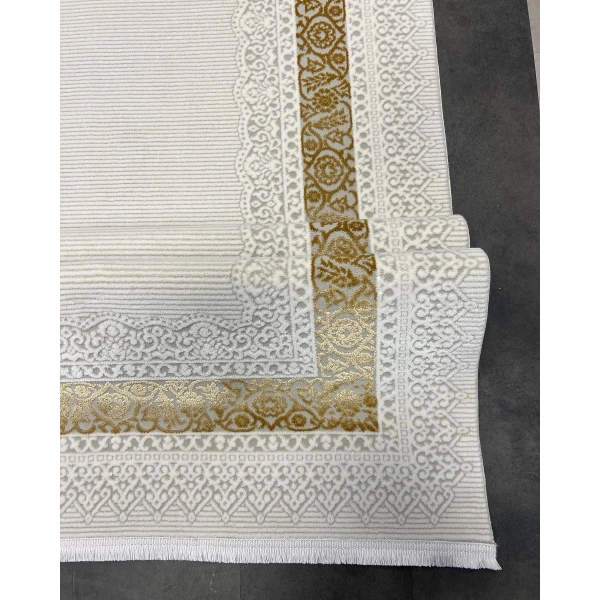 Pera Koleksiyonu %100 Akrilik Dokuma Lüks Saçaklı Halı 4502 Gold