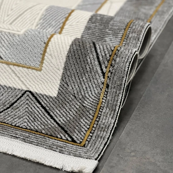 Pera Koleksiyonu %100 Akrilik Dokuma Lüks Saçaklı Halı 4503 Gri