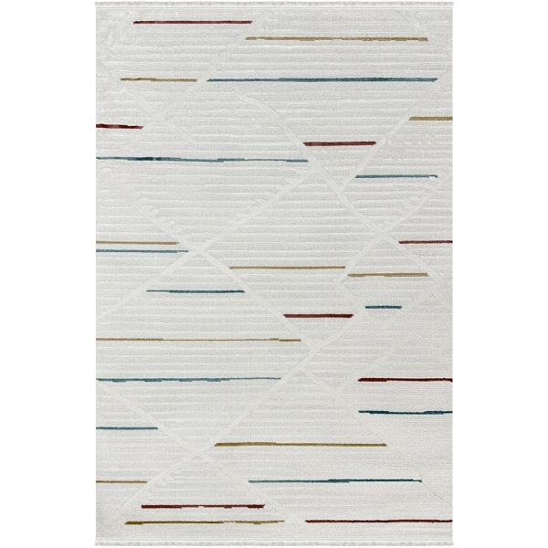 Pietra Koleksiyonu Dekoratif Modern Saçaklı Halı 8201 Multi