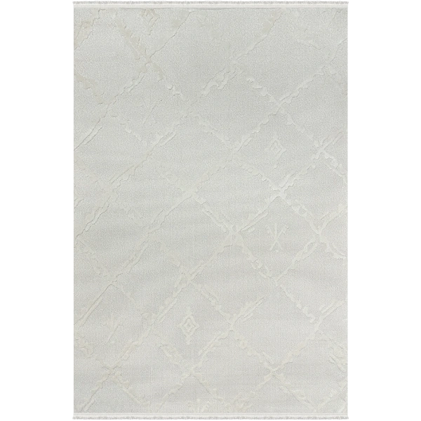 Pietra Koleksiyonu Dekoratif Modern Saçaklı Halı 8205 Krem