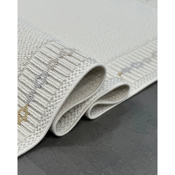 Pietra Koleksiyonu Dekoratif Modern Saçaklı Halı 8208 Sarı