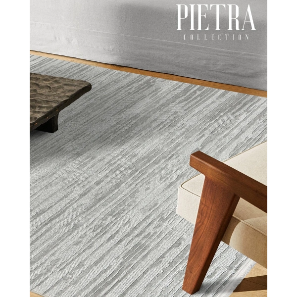 Pietra Koleksiyonu Dekoratif Modern Saçaklı Halı 8210 Gri