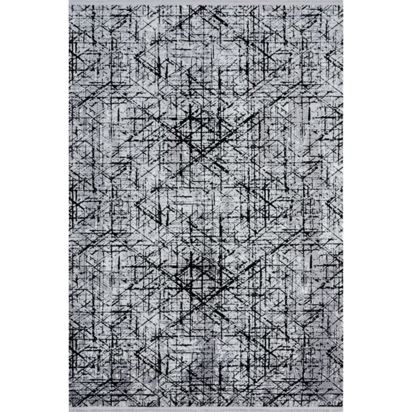 Roma 421 Gri Siyah Modern Desen Makine Halısı