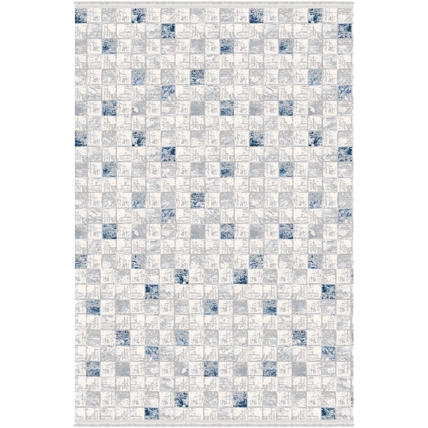 Rustik Koleksiyonu Akrilik Dokuma Saçaklı Halı 3214 Mavi