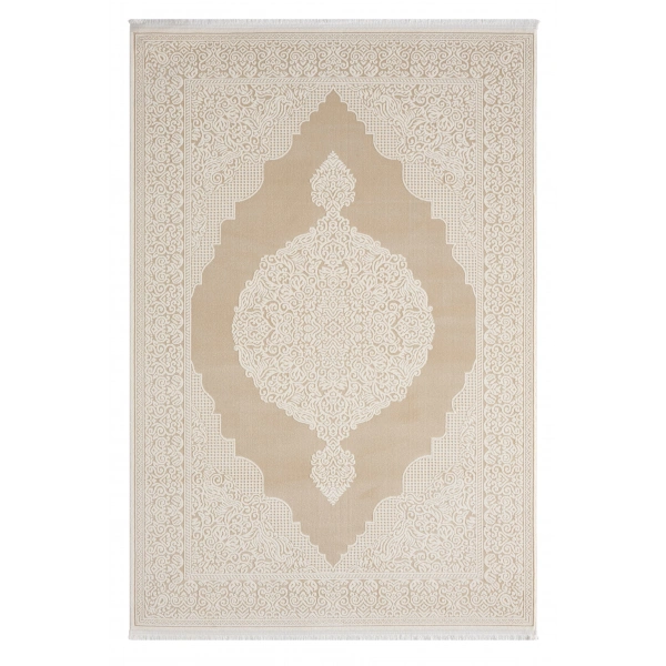 Seyran Asya Koleksiyonu %100 Akrilik Kalın Saçaklı Halı 524 Bej