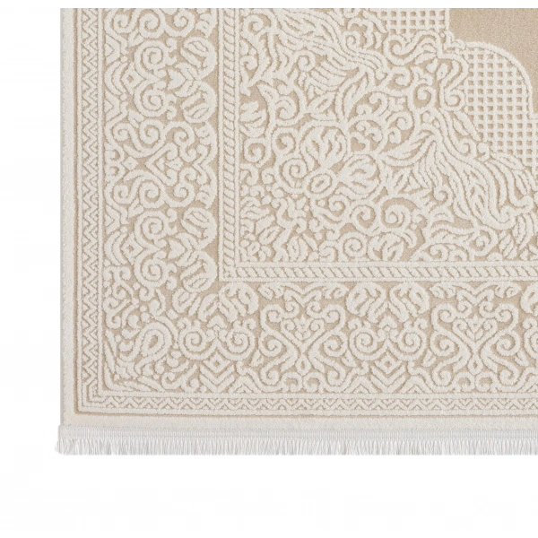 Seyran Asya Koleksiyonu %100 Akrilik Kalın Saçaklı Halı 524 Bej