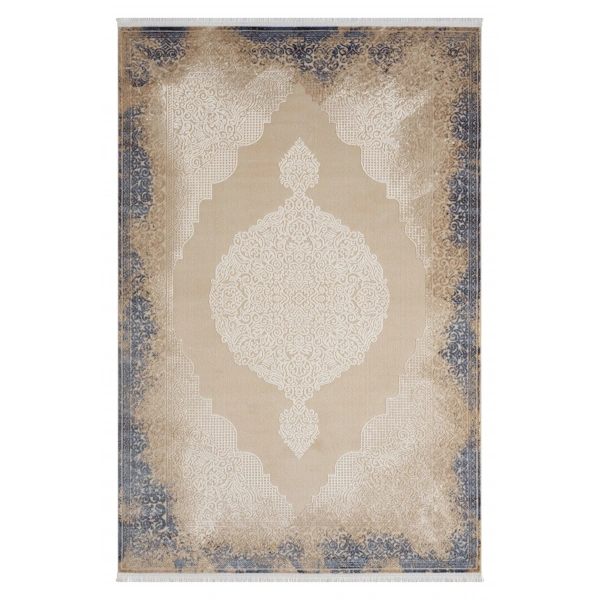 Seyran Asya Koleksiyonu %100 Akrilik Kalın Saçaklı Halı 524 Mavi