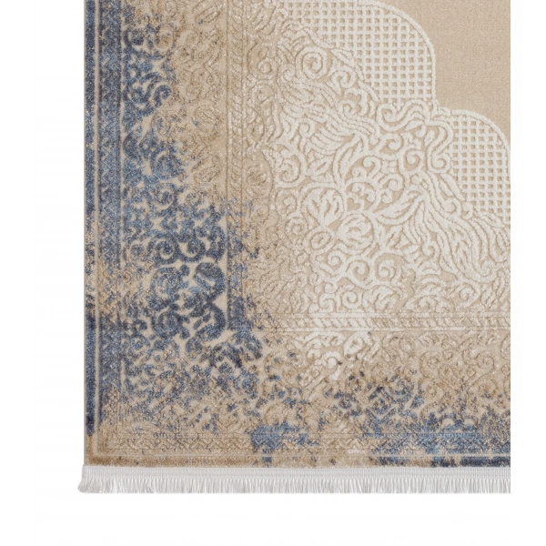 Seyran Asya Koleksiyonu %100 Akrilik Kalın Saçaklı Halı 524 Mavi