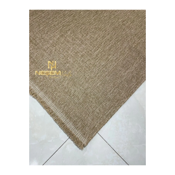 Seyran İndia-668- Bej Hav Toz Vermez Antibakteriyel Kolay Temizlenen Jüt Hasır Görünümlü Modern Halı