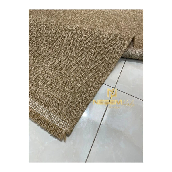 Seyran İndia-668- Bej Hav Toz Vermez Antibakteriyel Kolay Temizlenen Jüt Hasır Görünümlü Modern Halı