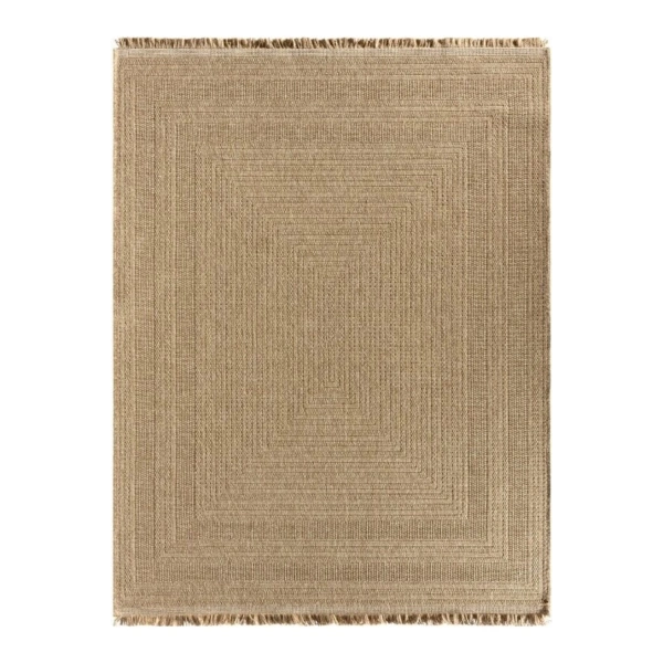 Seyran İndia-668- Bej Hav Toz Vermez Antibakteriyel Kolay Temizlenen Jüt Hasır Görünümlü Modern Halı