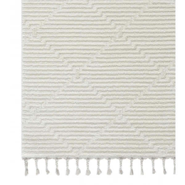 Seyran Magic Koleksiyonu Örgü Saçak Dekoratif Halı 1100 Krem