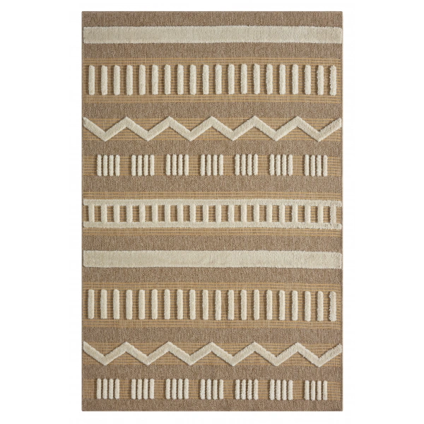 Seyran Marakeş Koleksiyonu Hav Toz Vermez Etnik Halı 676 Kahve Sarı