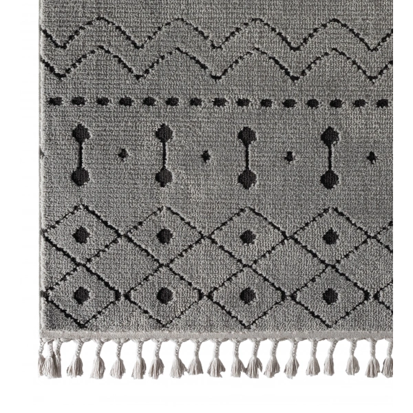 Seyran Matta Koleksiyonu İskandinav Dekoratif Halı 2022 Siyah Gri