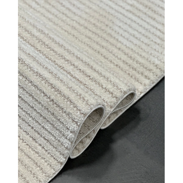 Soft  Koleksiyonu Modern Saçaklı Halı 8303 Krem