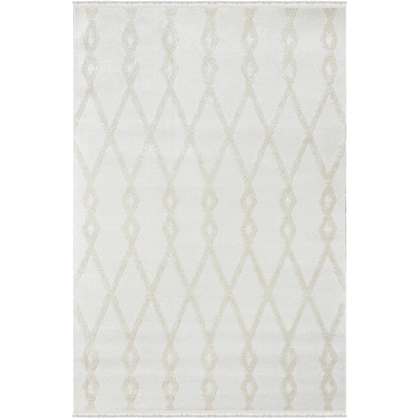 Soft  Koleksiyonu Modern Saçaklı Halı 8304 Krem