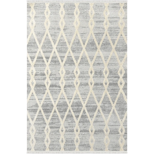 Soft  Koleksiyonu Modern Saçaklı Halı 8305 Gri
