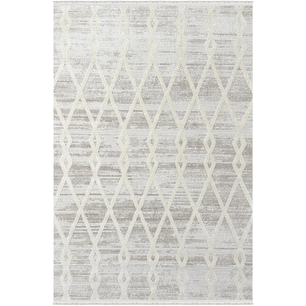 Soft  Koleksiyonu Modern Saçaklı Halı 8306 Bej