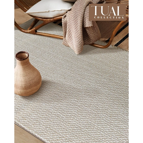 Tual Koleksiyonu Modern Saçaklı Halı 8401 Bej