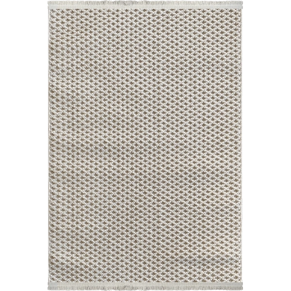 Tual Koleksiyonu Modern Saçaklı Halı 8403 Krem