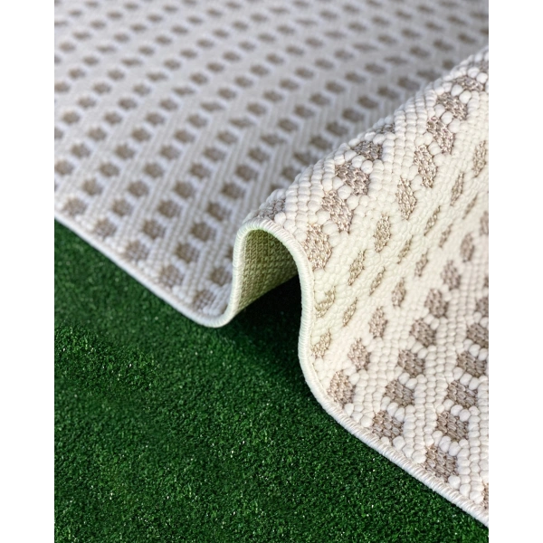 Tual Koleksiyonu Modern Saçaklı Halı 8405 Bej