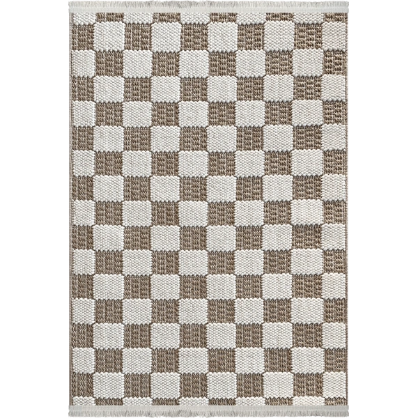 Tual Koleksiyonu Modern Saçaklı Halı 8408 Kahve