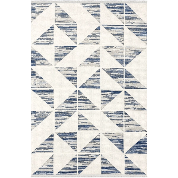 Vesta Koleksiyonu Akrilik Dokuma Saçaklı Halı 3756 Mavi