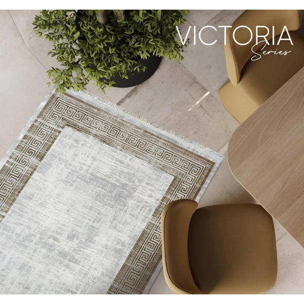 Victoria Koleksiyonu Viskon Akrilik Dokuma Lüks Saçaklı Halı 6004 Gold