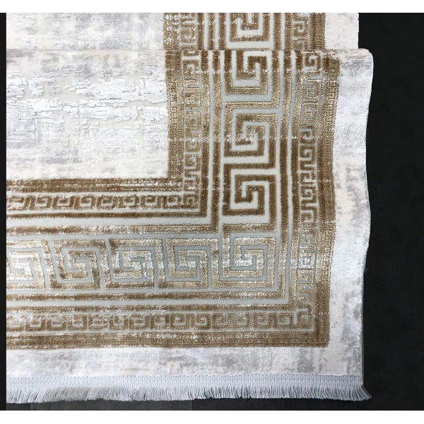 Victoria Koleksiyonu Viskon Akrilik Dokuma Lüks Saçaklı Halı 6004 Gold