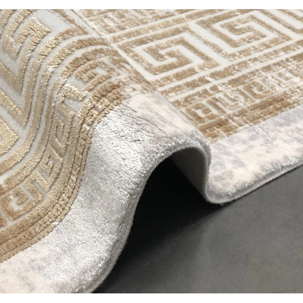 Victoria Koleksiyonu Viskon Akrilik Dokuma Lüks Saçaklı Halı 6004 Gold