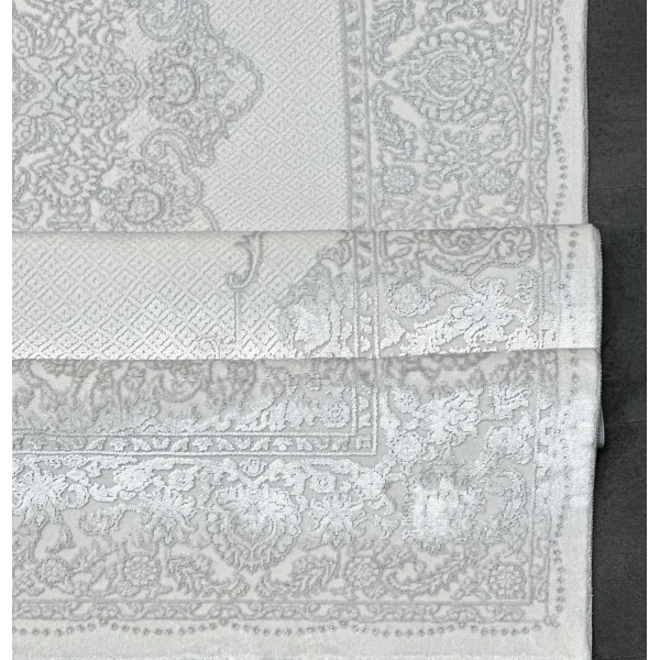 Victoria Koleksiyonu Viskon Akrilik Dokuma Lüks Saçaklı Halı 6011 Gri