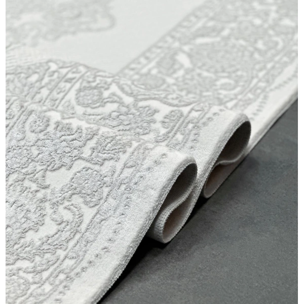 Victoria Koleksiyonu Viskon Akrilik Dokuma Lüks Saçaklı Halı 6011 Gri