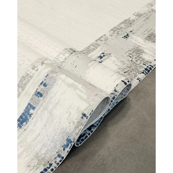 Victoria Koleksiyonu Viskon Akrilik Dokuma Lüks Saçaklı Halı 6012 Mavi