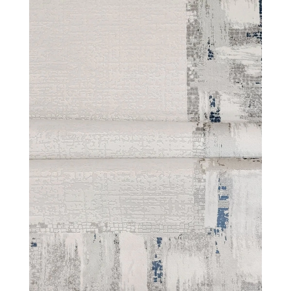 Victoria Koleksiyonu Viskon Akrilik Dokuma Lüks Saçaklı Halı 6012 Mavi