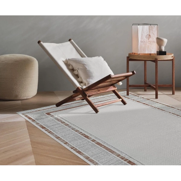 Victoria Koleksiyonu Viskon Akrilik Dokuma Lüks Saçaklı Halı 6015 Terra