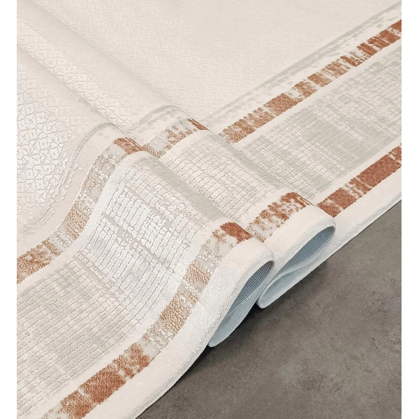 Victoria Koleksiyonu Viskon Akrilik Dokuma Lüks Saçaklı Halı 6015 Terra