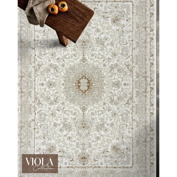 Viola Koleksiyonu Akrilik Dokuma Saçaklı Halı 3401 Gold