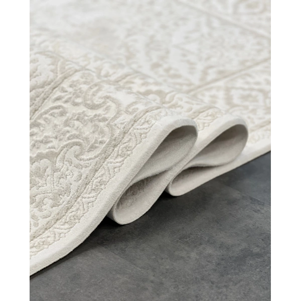 Viola Koleksiyonu Akrilik Dokuma Saçaklı Halı 3402 Krem