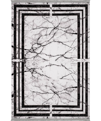 Bamboo Dark Koleksiyonu Akrilik Dokuma Saçaklı Halı 1502 Siyah