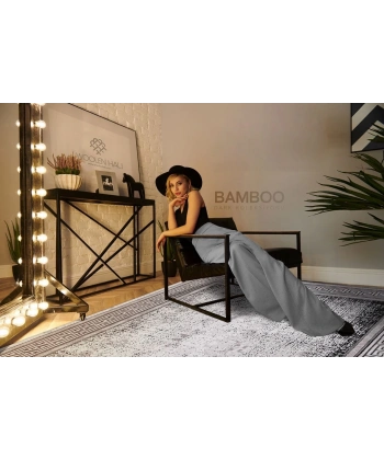 Bamboo Dark Koleksiyonu Akrilik Dokuma Saçaklı Halı 1503 Siyah