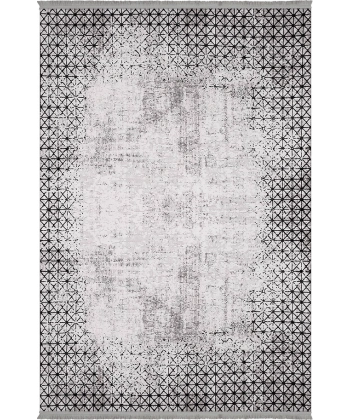 Bamboo Dark Koleksiyonu Akrilik Dokuma Saçaklı Halı 1505 Siyah