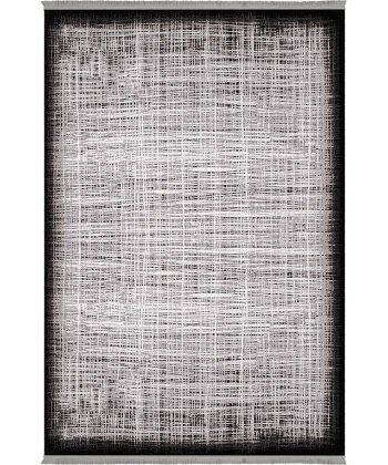 Bamboo Dark Koleksiyonu Akrilik Dokuma Saçaklı Halı 1506 Siyah