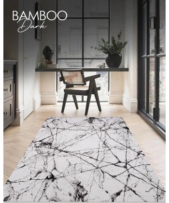 Bamboo Dark Koleksiyonu Akrilik Dokuma Saçaklı Halı 1510 Siyah