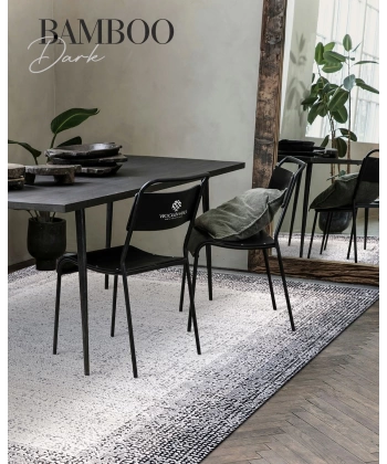 Bamboo Dark Koleksiyonu Akrilik Dokuma Saçaklı Halı 1515 Siyah